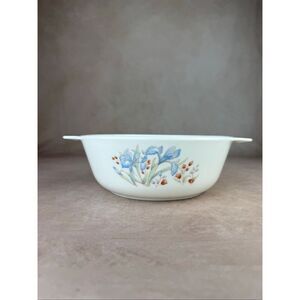 Vintage Pyrex Blue Iris 7 3/4 Round Casserole Dish Bowl Made in England